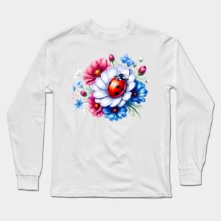 A ladybug decorated with beautiful colorful flowers. Long Sleeve T-Shirt